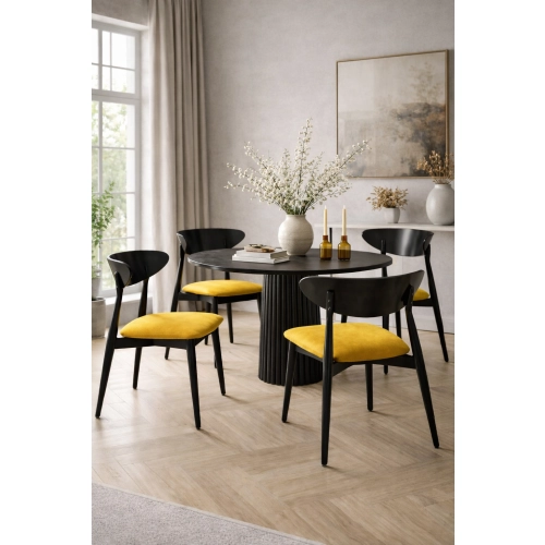 Krzesło KR-17 Kolor Żółty Kolor Drewna Czarny